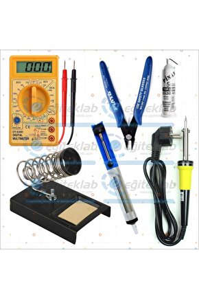 40W Havya + Lehim + Havya Standı + Lehim Pompası + Mini Yankeski + Multimetre