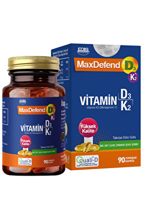 MaxDefend Vitamin D3 K2 İçeren 90 Yumuşak Kapsül
