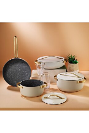 Nexus Krem 7 Parça Tencere Seti