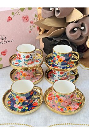 Flower 6 Kişilik Çiçek Desenli Fincan Takımı