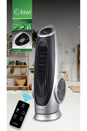 Kfan-7690 Dijital Gösterge Panelli Yatay Salınım Fonksiyonlu Kule Tipi Turbo Vantilatör