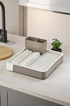 Açılır Kapanır Su Tahliyeli Çatal Kaşık Gözlü Tabaklık Bulaşıklık - Mutfak Tezgah Üstü Kurutmalık