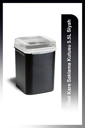 Özel Kare Gıda Saklama Kabı Siyah 5.5 Lt