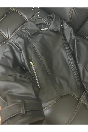 Balon Kol Siyah Deri Ceket
