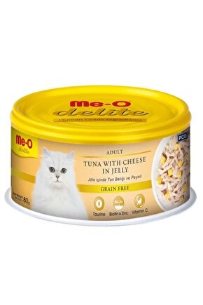 Meo Delite Tahılsız Jöleli Ton Balıklı ve Peynirli Yetişkin Konserve Kedi Maması 80 Gr