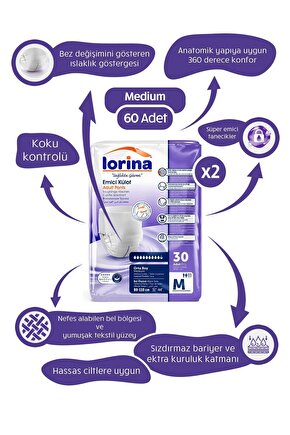 Lorina Emici Külot Hasta Bezi Medium 60lı