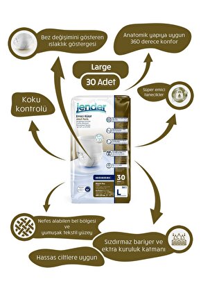 L Büyük Boy Emici Külot 30lu 1 Paket