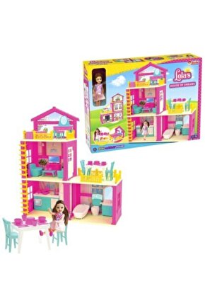 50 Cm Oyuncak Ev Seti 3 Katlı Lolanın Düşler Evi Evcilik Oyunu Bebekli Rüya Evi