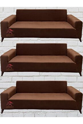 3+3+3 İtalyan Süet Koltuk Örtüsü(KAHVERENGİ)