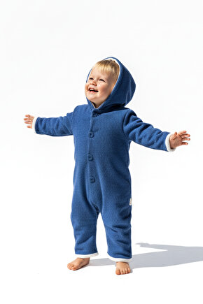 Kız Erkek Unisex Mevsimlik Çift Kat Kadife Ultrasoft Şapkalı Bebek Çocuk Uyku Tulumu Astronot Tulum