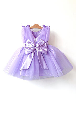 Kız Bebek Kız Çocuk Doğum Günü Parti Düğün Elbise Balonkol Fiyonklu Tüllü Tütü Astarlı