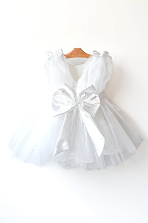 Kız Bebek Kız Çocuk Doğum Günü Parti Düğün Elbise Balonkol Fiyonklu Tüllü Tütü Astarlı