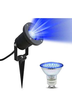 Elektrikle Çalışır 10 Watt Mavi Işık Ampul Dahil Metal Gövde Fonksiyonlu Bahçe Duvar ve Çim Armatürü