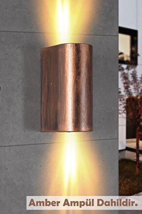 Çift Yönlü Dekoratif Duvar Aplik - Amber Işık Ampuller Dahil