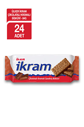İkram Çikolata Kremalı Sandviç Bisküvi 84 Gr (24 Adet)