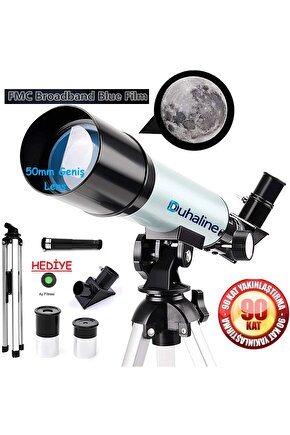 Teleskop 90 Kat Yakınlaştırma 50mm Eğitici Astronomik Uzay Doğa Ay Gözlem Teleskobu+Ay Filtresi