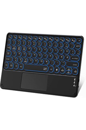 iPad Pro 12.9 Tablet İçin Uyumlu Şarjlı Touchpadli Yuvarlak Tuş RGB Bluetooth Klavye