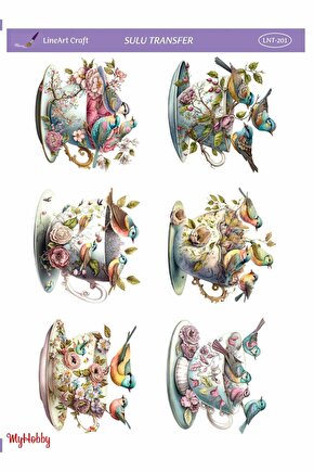 Fincanda Çiçek, Kuş, Kelebek Desenli Sulu Transfer LNT-201 25x35