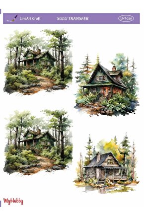 Doğa, Manzara, Ev Desenli Sulu Transfer LNT-210 25x35