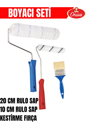 Boyacı Seti 20cm İç Dış Rulo Sap + 10cm İç Dış Rulo Sap + Kestirme Fırçası