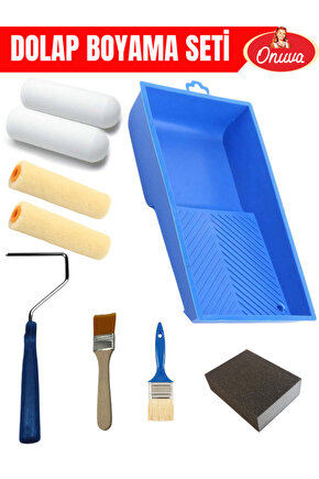 Dolap Hobi boyama seti,Yüksek yoğunluklu sünger,kadife rulo,Rulo Sapı,Süngere zımpara,boya tavası
