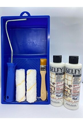 Selfy Decor Kendinden Vernikli Mobilya Boyası 240 Cc Antik Beyaz 2x + Boyama Rulo Seti