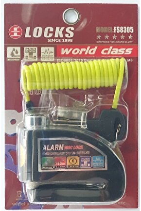 110 Db Siyah Motosiklet Alarmlı Disk Kilidi Hatırlatma Kablolu (SARI-SİYAH-YEŞİL-MAVİ-GRİ RENK)