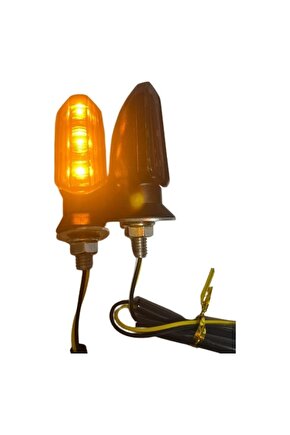 Motosiklet Sinyal Lamba Üniversal 12V Füme Cam Sarı Led 2Li