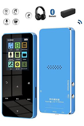 Bluetooth Lu Mp3-mp4 Çalar Ses Kayıt Fm Radyolu Şarjlı Mp4 Player Dahili Hoparlör 8gb Hafızalı