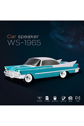 NOSTALJİK ARABA ŞEKLİNDE BLUETOOTH SPEAKER ŞARJLI LED IŞIKLI KABLOSUZ HOPARLÖR FM RADYO SD KART USB