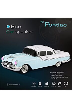 NOSTALJİK ARABA ŞARJLI LED IŞIKLI KABLOSUZ HOPARLÖR BLUETOOTH SPEAKER  FM RADYO SD KART USB