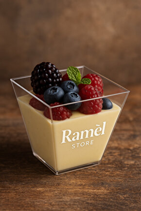 Plastik Prizma Kapaksız Şeffaf Kübik Kase 200cc 12 Adet , Sunum Kasesi