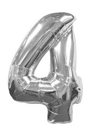 Gümüş Folyo Balon 4 Rakamı 100 Cm