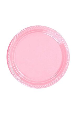 Pembe Renk Plastik 25li Parti Tabağı Doğum Günü Tabağı