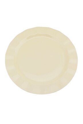 Plastik Tabak Sert Lüks 18cm (6 Adet) Renk Krem