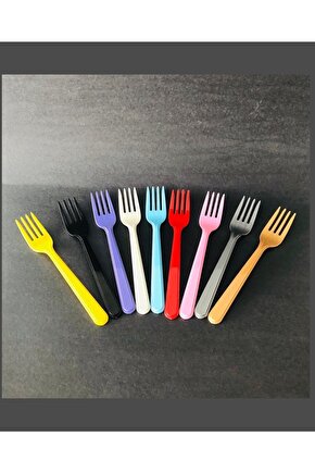 Plastik Çatal 25 Adet Renkli Luks Sert Model