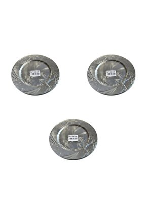 Kullan At Parti Davet Sunum Servis Plastik Sert Mika Tabak - 26 Cm. - Gümüş - 6 Adetlik 3 Paket