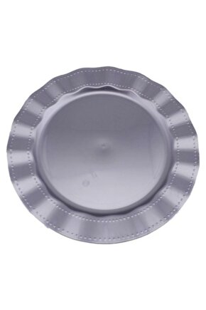 Gri Plastik Mika Yuvarlak Tabak 26 cm 6 Adet