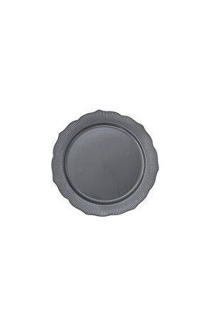 Kristal Plastik Tabak Lüks Sert Mika 25 Cm (6 ADET) Gri Renk