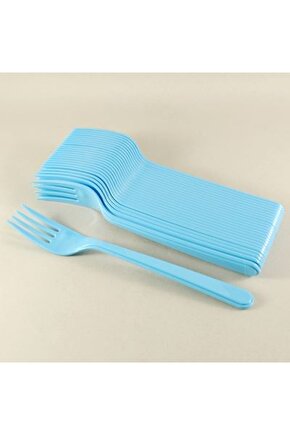 Mavi Renkli Lüks Plastik Çatal 25 Adet