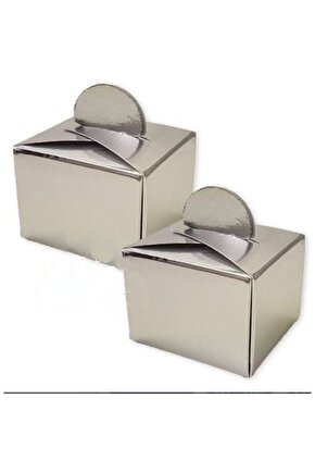 Gümüş Kare Lokum Kutusu 50 Adet