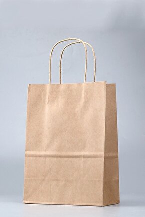 Kraft Naturel Büküm Saplı Kağıt Çanta 5 Adet 25x12x31