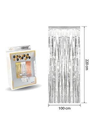 Mini Party Store Püskül Kapı Perdesi Gümüş 100*220 Cm