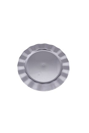 Plastik Lüks Tabak 26 cm - 6 Adet Gümüş