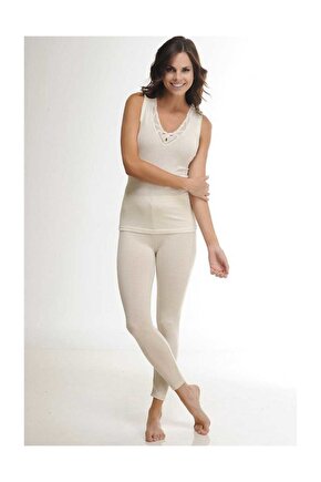 4010-kadın Krem Yün Likralı Uzun Tayt Elf568hasuzntytccm