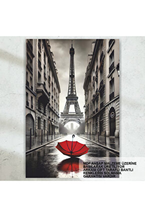 fransa paris sokak eyfel kulesi nostaljik dekorasyon retro ahşap poster tablo