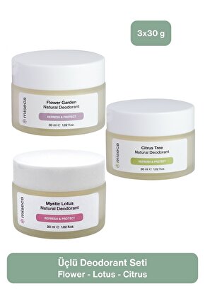 Üçlü Doğal Deodorant Seti | Flower - Citrus - Lotus