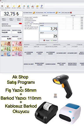 Barkod Satış Sistemi & Market Programı & Fiş Yazıcı & Barkod Yazıcı & Kablosuz Barkod Okuyucu