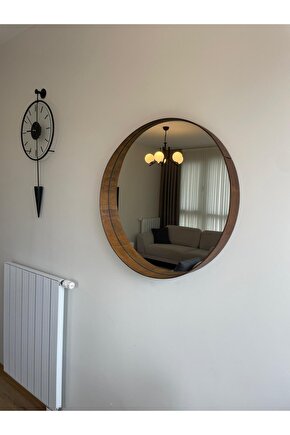 80 cm Kestane Ahşap Çerçeveli Dekoratif Kavis Ayna