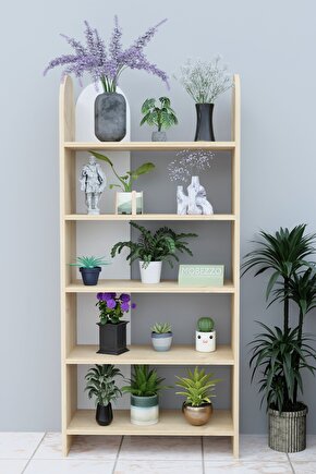 5 Raflı Balkon Saksılığı Çiçeklik Bitki Rafı Çok Amaçlı Raf Ünitesi Dekoratif Düzenleyici